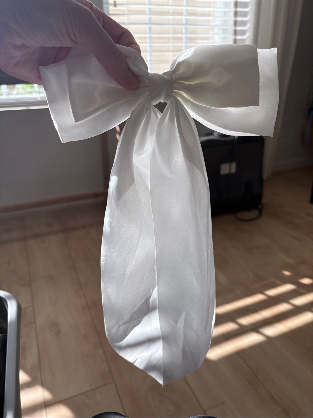 White Satin hair bow
